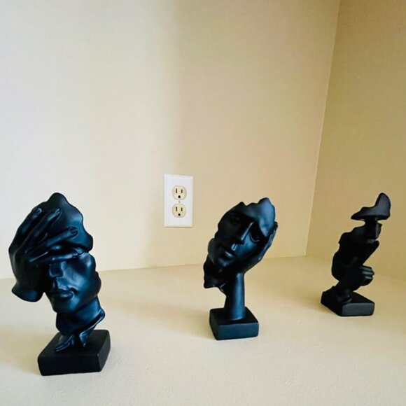 3 Pcs Thinker Statue Silence is Gold Abstract Art Figurine Décor for Home Office - Picture 7 of 9